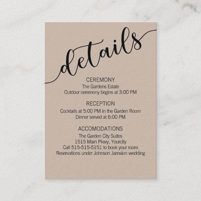 Carte D'accompagnement Détails du script Latte Mocha Black Love (Devant)