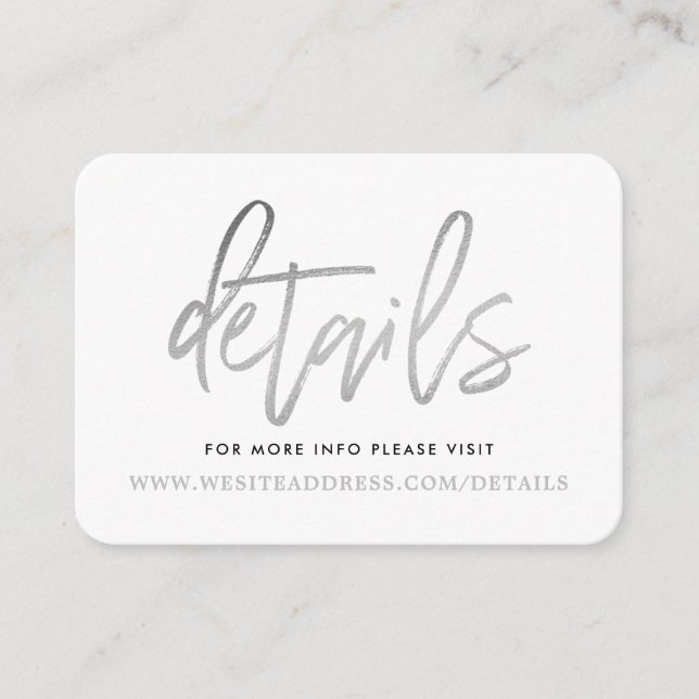 Carte D'accompagnement Détails du script moderne Silver Foil (Devant)