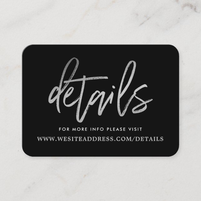 Carte D'accompagnement Détails du script moderne Silver Foil (Devant)