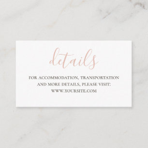 Carte D'accompagnement Détails du script rose simple. Site mariage modern
