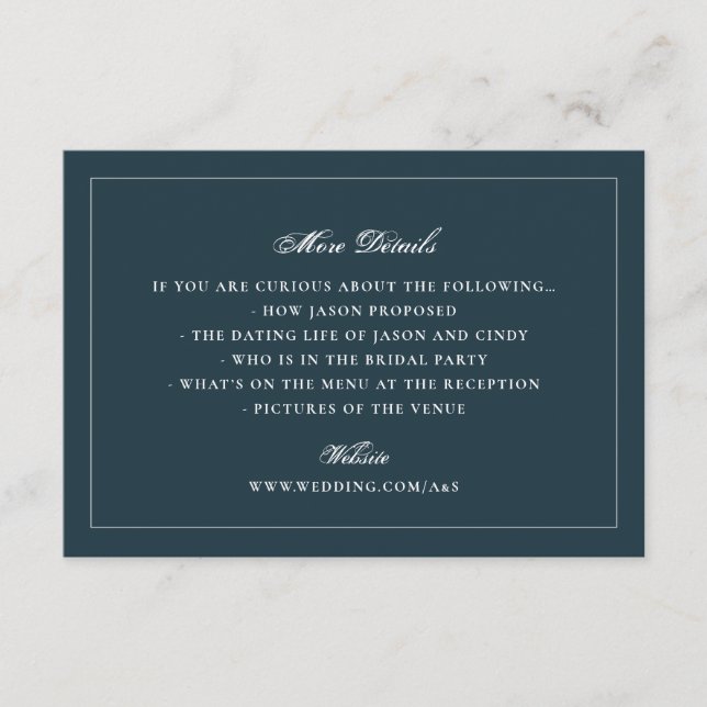 Carte D'accompagnement Détails du site web de mariage avec une bordure fo (Devant)