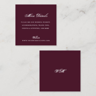 Carte D'accompagnement Détails du site web de mariage bordeaux minimalist