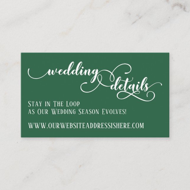 Carte D'accompagnement Détails du site Web de mariage Écriture élégante V (Devant)