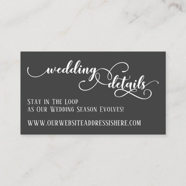 Carte D'accompagnement Détails du site web de mariage en écriture élaboré (Devant)