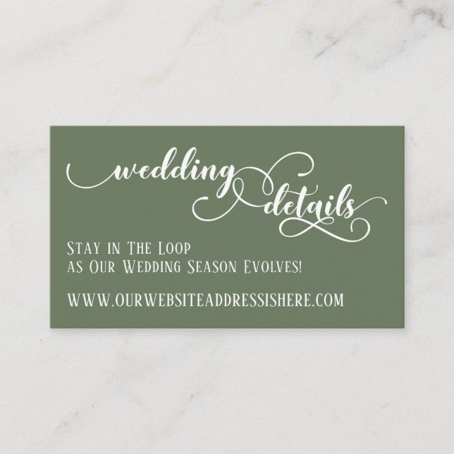 Carte D'accompagnement Détails du site web de mariage en écriture élaboré (Devant)