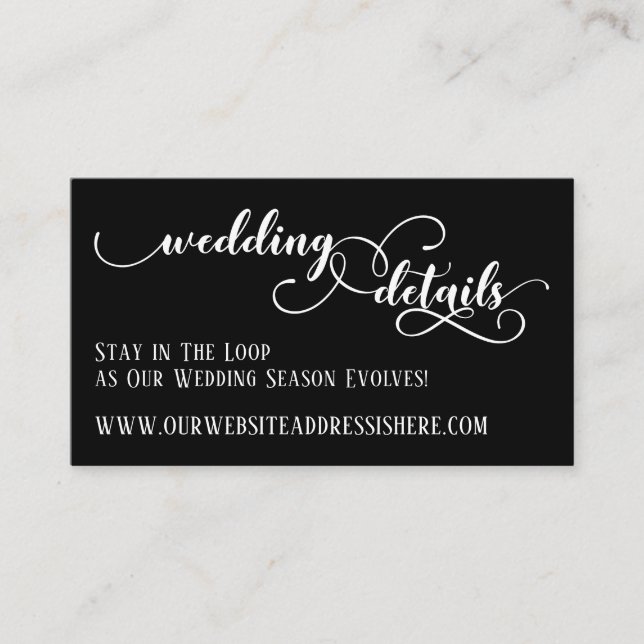 Carte D'accompagnement Détails du site web de mariage en écriture élaboré (Devant)