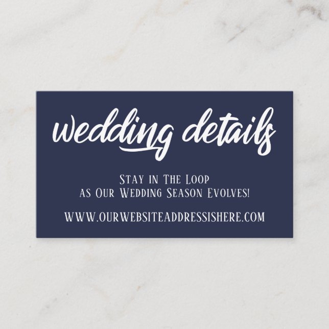 Carte D'accompagnement Détails du site web de mariage en écriture élégant (Devant)