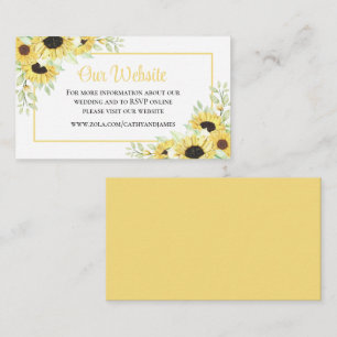 Carte D'accompagnement Détails du site web de mariage floral jaune tourne