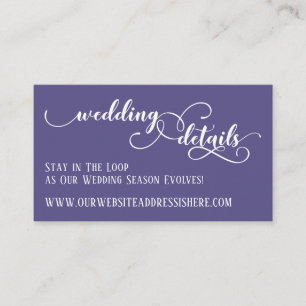 Carte D'accompagnement Détails du site Web mariage Élégant Script violet