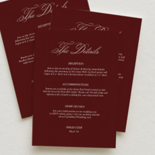 Carte D'accompagnement Détails d'un mariage simple en Bourgogne