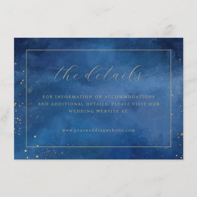 Carte D'accompagnement Détails élégants à l'aquarelle bleue (Devant)