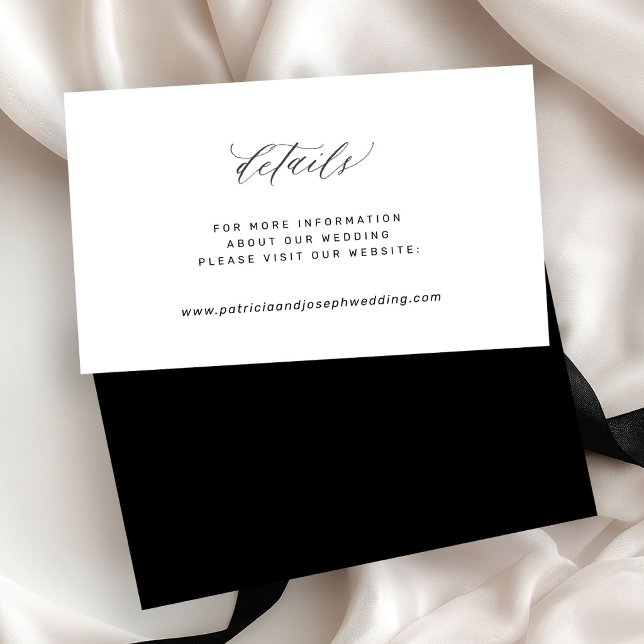Carte D'accompagnement Détails élégants de site web de mariage simple bla (Mini insert card - bigger sizes availabel)