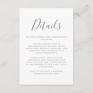 Carte D'accompagnement Détails élégants d'informations pour les invités a