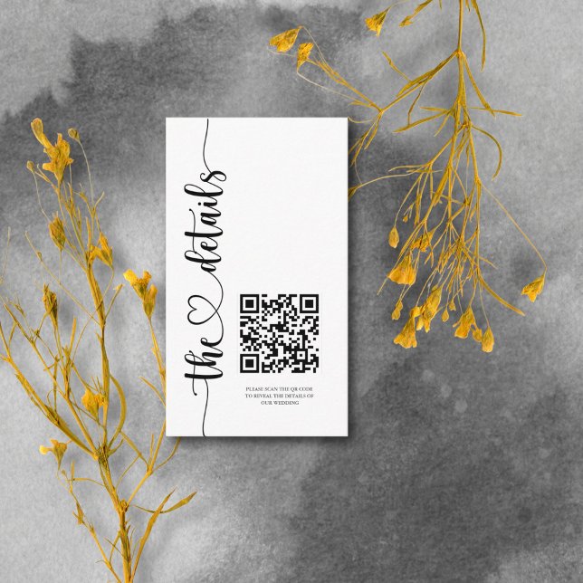 Carte D'accompagnement Détails élégants du Mariage de script noir et blan (Créateur téléchargé)