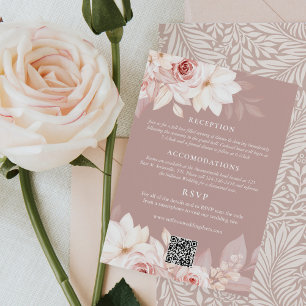 Carte D'accompagnement Détails élégants du Mariage floral Blush et RSVP