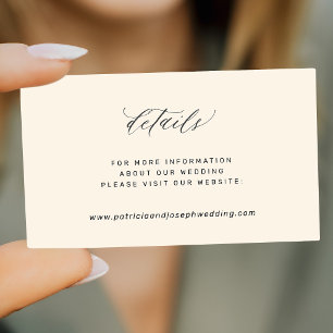 Carte D'accompagnement Détails élégants et simples de site web de mariage