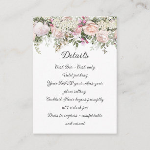 Carte D'accompagnement Détails Floral Rose été