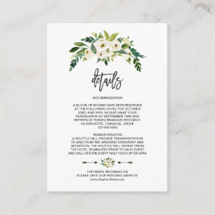 Carte D'accompagnement Détails Floraux Modernes de Fleurs Blanches en Écr
