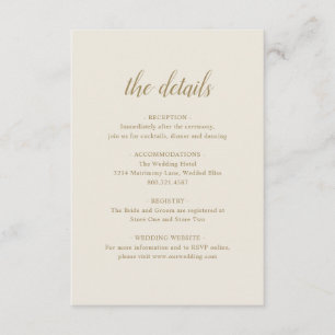 Carte D'accompagnement Détails formels élégants Mariage d'ivoire d'or neu