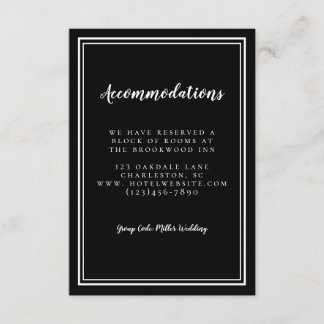 Carte D'accompagnement Détails Hébergements Simple Mariage Noir Blanc