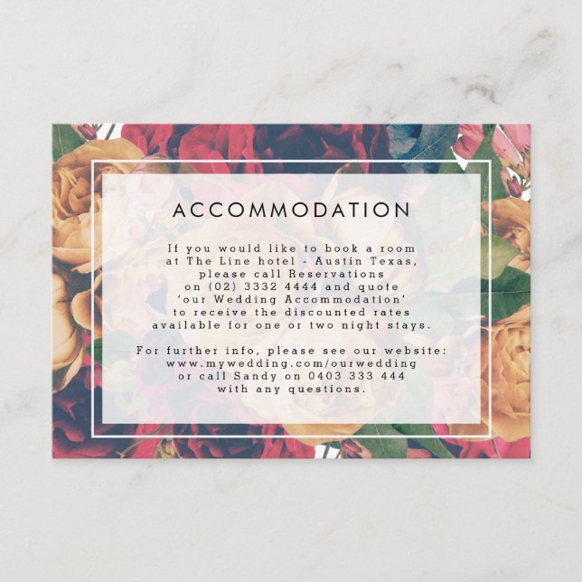 Carte D'accompagnement Détails INFO Boho Floral Mariage moderne (Devant)