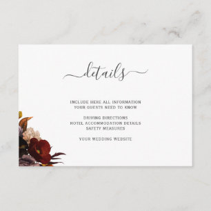 Carte D'accompagnement détails mariage bordeaux rustique automne enclos f