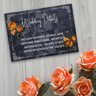 Carte D'accompagnement Détails Mariage d'Halloween Rose orange