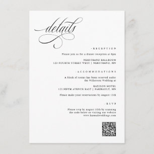 Carte D'accompagnement Détails Mariage élégant
