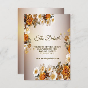 Carte D'accompagnement Détails mariage Golden Orange White Flower Elegant