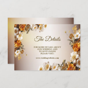 Carte D'accompagnement Détails mariage Golden Orange White Flower Elegant