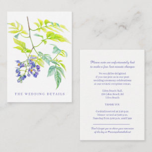 Carte D'accompagnement détails mariages fleurs violettes simples aquarell