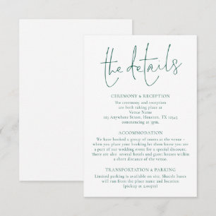 Carte D'accompagnement Détails minimaliste du Mariage d'écriture Emerald