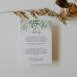 Carte D'accompagnement Détails minimaliste du Mariage d'eucalyptus vert