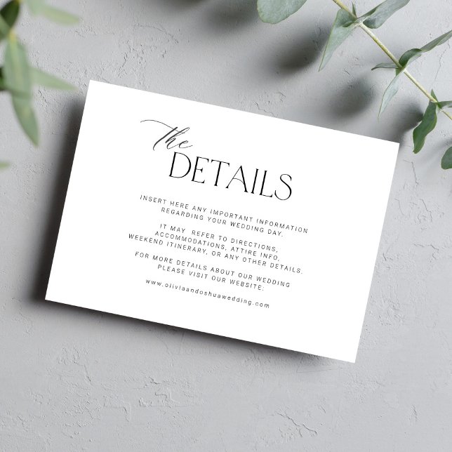 Carte D'accompagnement Détails minimalistes de mariage de script simple e (Créateur téléchargé)