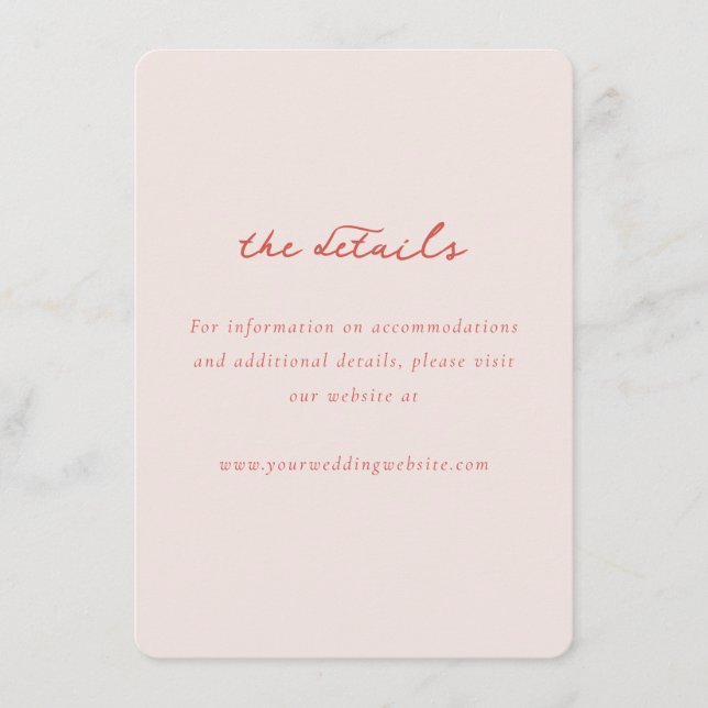 Carte D'accompagnement Détails minimalistes élégants roses (Devant)