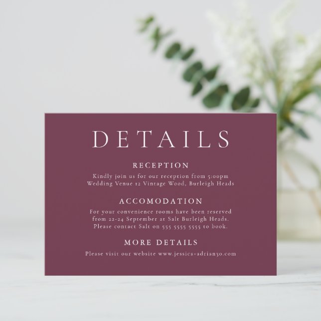 Carte D'accompagnement Détails minimaux de Mariage moderne (Debout devant)