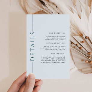 Carte D'accompagnement Détails minimaux du Mariage bleu clair Insérer
