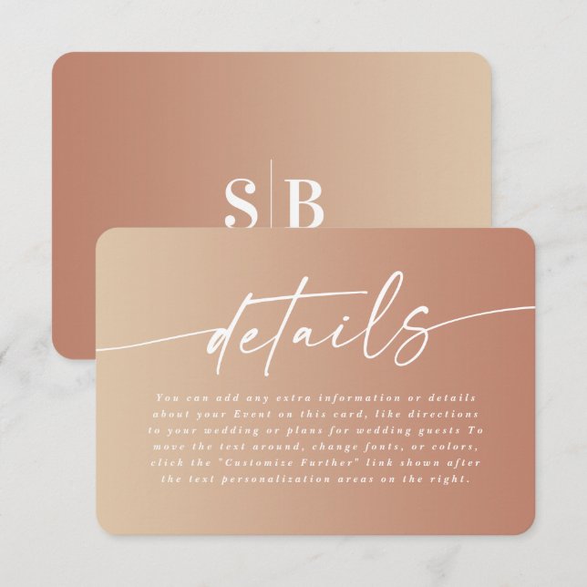 Carte D'accompagnement Détails minimaux du Mariage de façade en argile et (Devant / Derrière)