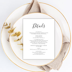 Carte D'accompagnement Détails minimaux du Mariage de script moderne