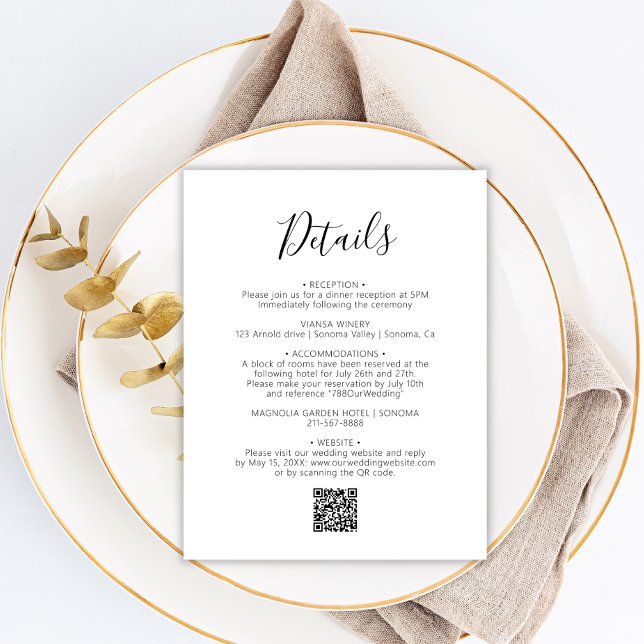 Carte D'accompagnement Détails minimaux du Mariage de script moderne (Créateur téléchargé)