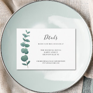 Carte D'accompagnement Détails minimaux du Mariage d'eucalyptus