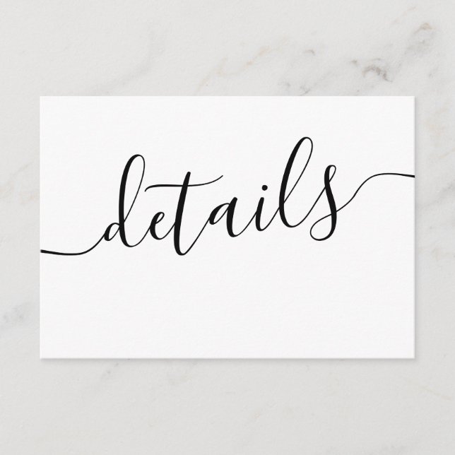 Carte D'accompagnement Détails minimaux du Mariage noir et blanc (Devant)