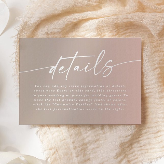 Carte D'accompagnement Détails minimaux du Mariage Ombre Fade Blush & Bei (Créateur téléchargé)