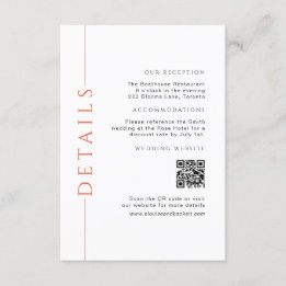 Carte D'accompagnement Détails minimaux du Mariage orange Insérer un code