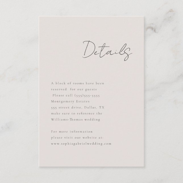 Carte D'accompagnement Détails minimaux du script (Devant)