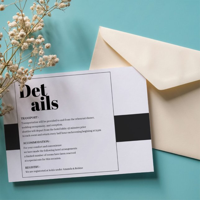 Carte D'accompagnement Détails minimaux en noir et blanc (Créateur téléchargé)