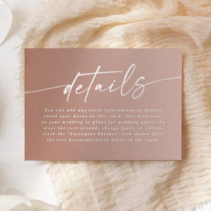 Carte D'accompagnement Détails minimaux sur le Mariage Ombre Fade Clay &