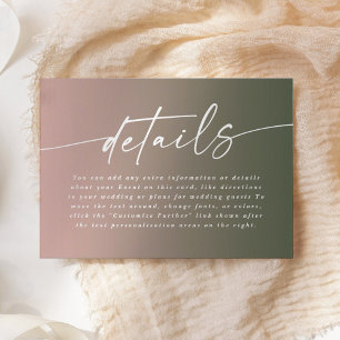 Carte D'accompagnement Détails minimaux sur le Mariage Ombre Fade Pink & 