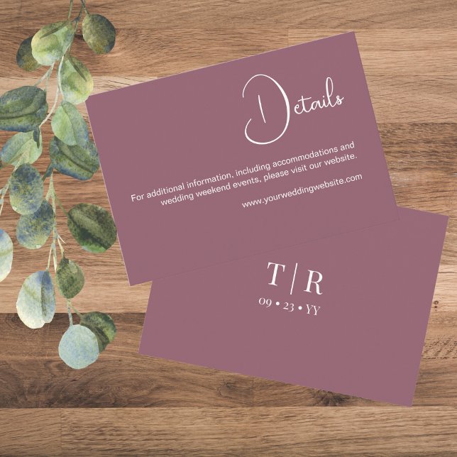 Carte D'accompagnement Détails minimaux sur le Mariage rose poussiéreux (Créateur téléchargé)