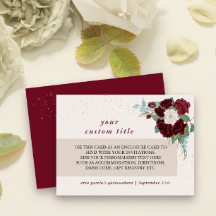 Carte D'accompagnement Détails personnalisés de rose rouge Bourgogne et i